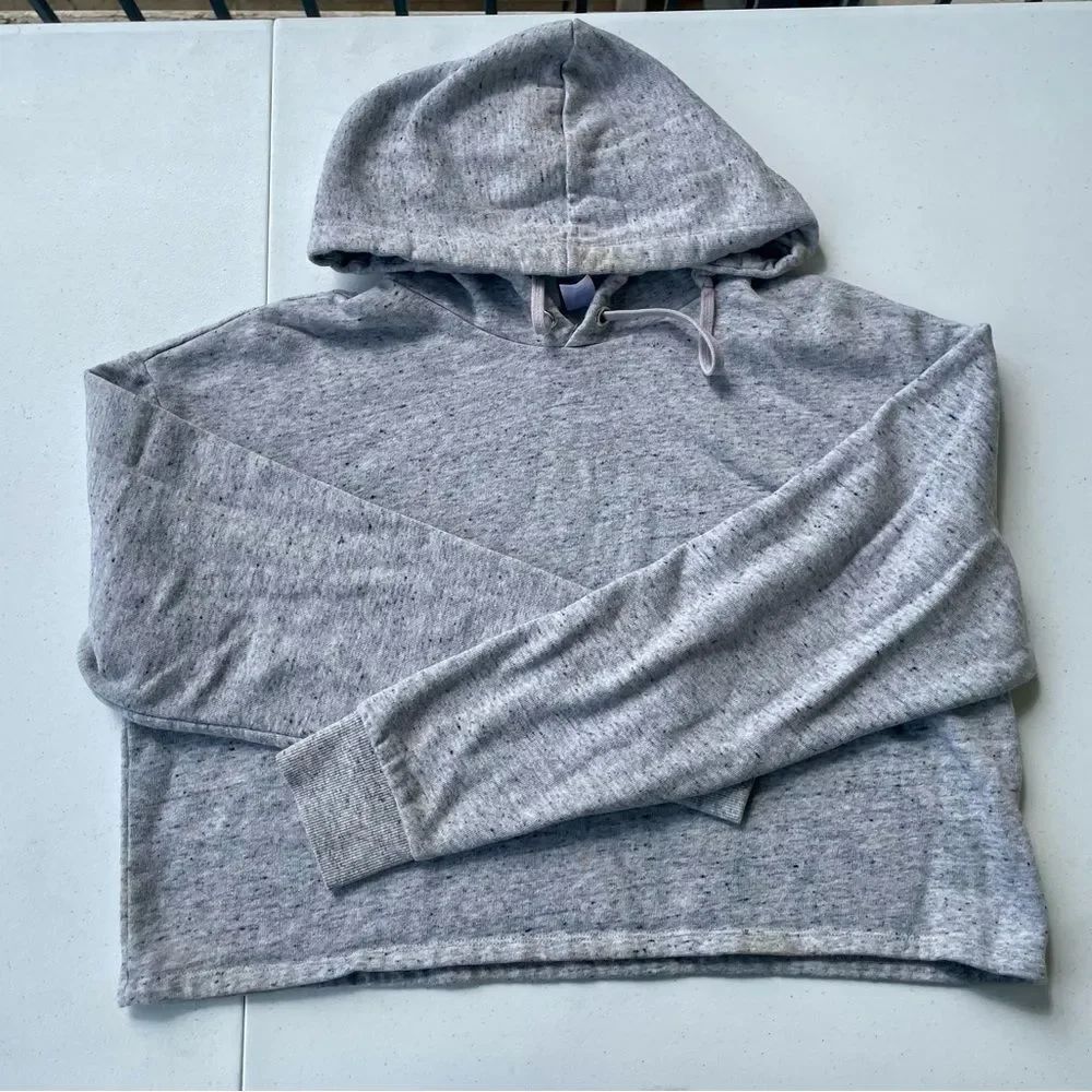 Divided H&M Gray Cropped Hoodie Size L Speckled Pullover